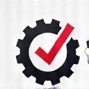 A seamless gear and checkmark icon representing flawless logistics.